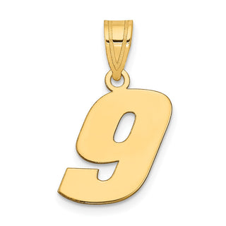 14k Yellow Gold Polished Block Number 9 Pendant