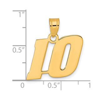 14k Yellow Gold Polished Block Number 10 Pendant