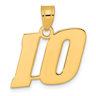 14k Yellow Gold Polished Block Number 10 Pendant