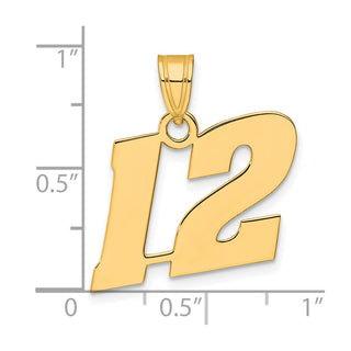 14k Yellow Gold Polished Block Number 12 Pendant
