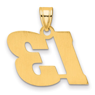 14k Yellow Gold Polished Block Number 13 Pendant