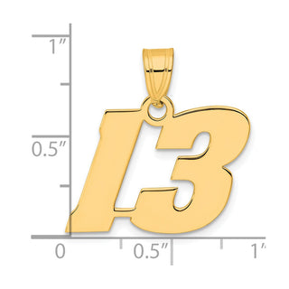14k Yellow Gold Polished Block Number 13 Pendant