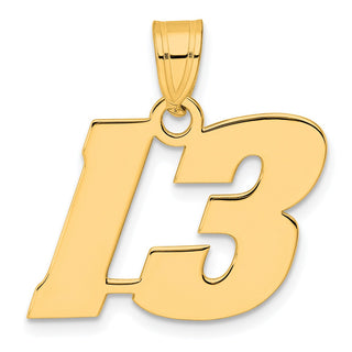 14k Yellow Gold Polished Block Number 13 Pendant