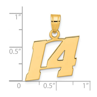 14k Yellow Gold Polished Block Number 14 Pendant