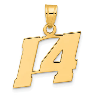 14k Yellow Gold Polished Block Number 14 Pendant