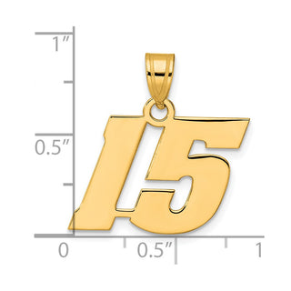 14k Yellow Gold Polished Block Number 15 Pendant