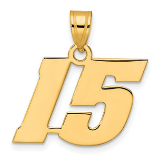14k Yellow Gold Polished Block Number 15 Pendant