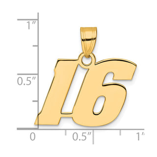 14k Yellow Gold Polished Block Number 16 Pendant