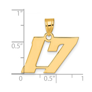 14k Yellow Gold Polished Block Number 17 Pendant