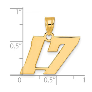 14k Yellow Gold Polished Block Number 17 Pendant