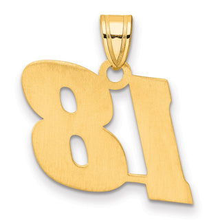 14k Yellow Gold Polished Block Number 18 Pendant