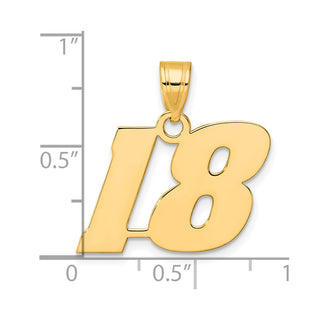 14k Yellow Gold Polished Block Number 18 Pendant
