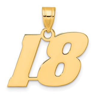 14k Yellow Gold Polished Block Number 18 Pendant