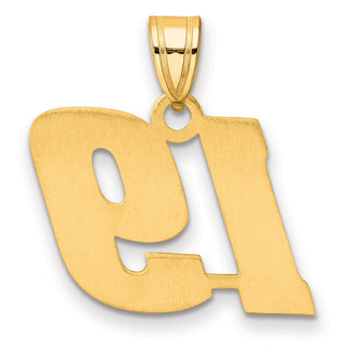 14k Yellow Gold Polished Block Number 19 Pendant