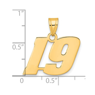 14k Yellow Gold Polished Block Number 19 Pendant