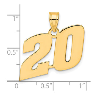 14k Yellow Gold Polished Block Number 20 Pendant