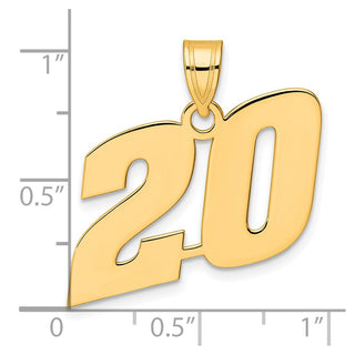 14k Yellow Gold Polished Block Number 20 Pendant