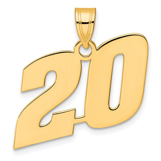 14k Yellow Gold Polished Block Number 20 Pendant