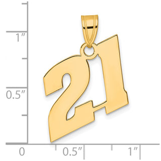 14k Yellow Gold Polished Block Number 21 Pendant