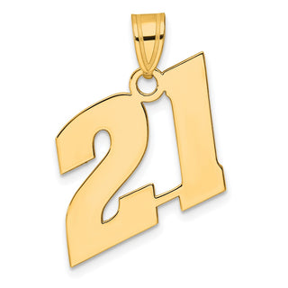 14k Yellow Gold Polished Block Number 21 Pendant