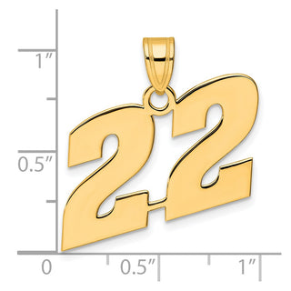 14k Yellow Gold Polished Block Number 22 Pendant