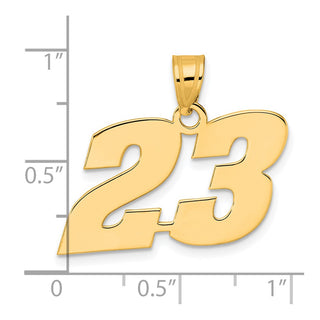 14k Yellow Gold Polished Block Number 23 Pendant