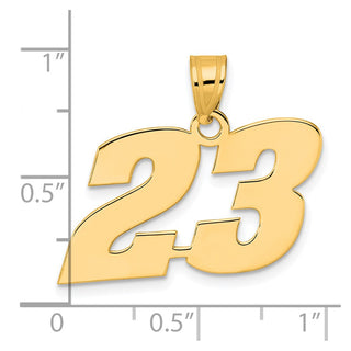 14k Yellow Gold Polished Block Number 23 Pendant
