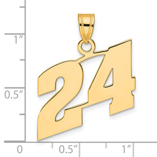 14k Yellow Gold Polished Block Number 24 Pendant