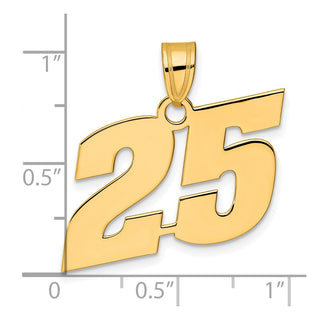 14k Yellow Gold Polished Block Number 25 Pendant