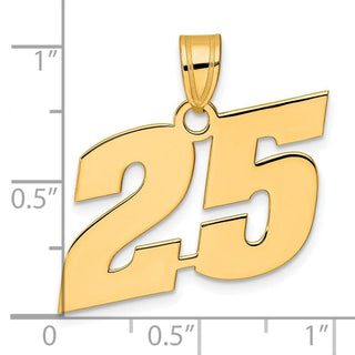 14k Yellow Gold Polished Block Number 25 Pendant