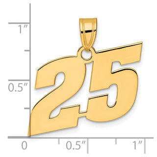 14k Yellow Gold Polished Block Number 25 Pendant