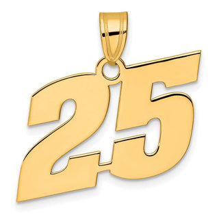 14k Yellow Gold Polished Block Number 25 Pendant
