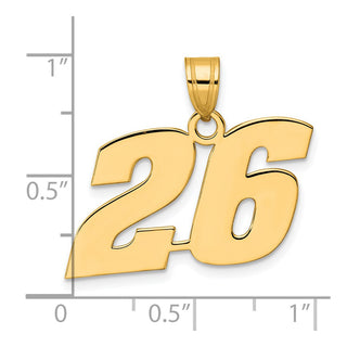 14k Yellow Gold Polished Block Number 26 Pendant