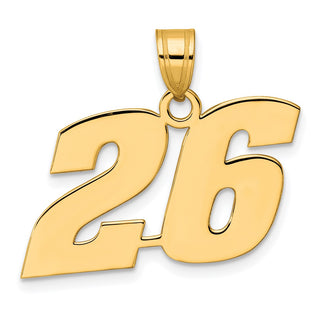 14k Yellow Gold Polished Block Number 26 Pendant