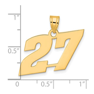 14k Yellow Gold Polished Block Number 27 Pendant