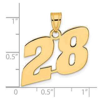 14k Yellow Gold Polished Block Number 28 Pendant