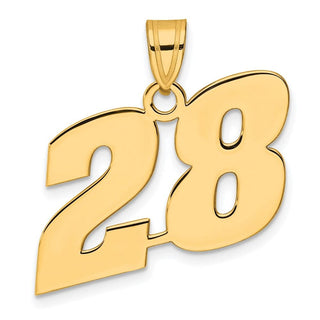 14k Yellow Gold Polished Block Number 28 Pendant