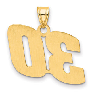 14k Yellow Gold Polished Block Number 30 Pendant