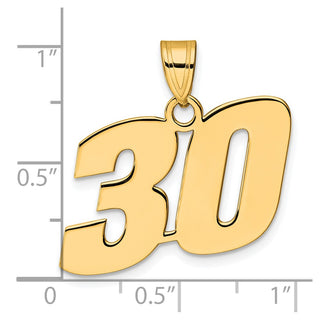 14k Yellow Gold Polished Block Number 30 Pendant
