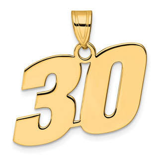 14k Yellow Gold Polished Block Number 30 Pendant