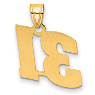 14k Yellow Gold Polished Block Number 31 Pendant