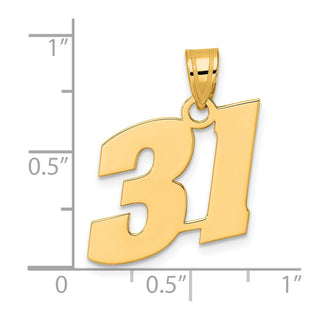 14k Yellow Gold Polished Block Number 31 Pendant