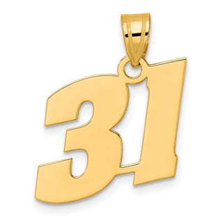 14k Yellow Gold Polished Block Number 31 Pendant