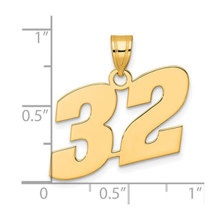 14k Yellow Gold Polished Block Number 32 Pendant
