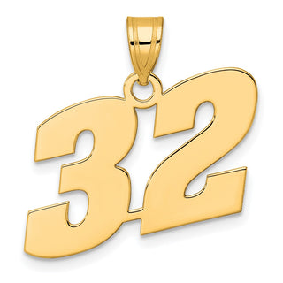 14k Yellow Gold Polished Block Number 32 Pendant