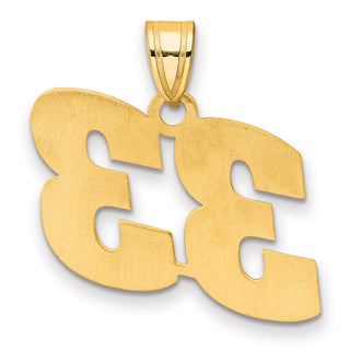 14k Yellow Gold Polished Block Number 33 Pendant