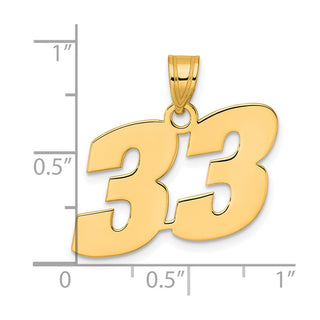14k Yellow Gold Polished Block Number 33 Pendant