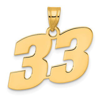 14k Yellow Gold Polished Block Number 33 Pendant