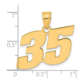 14k Yellow Gold Polished Block Number 35 Pendant