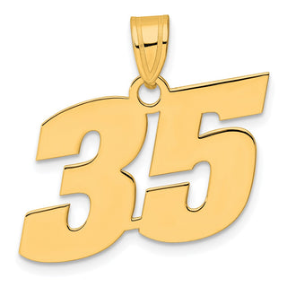 14k Yellow Gold Polished Block Number 35 Pendant